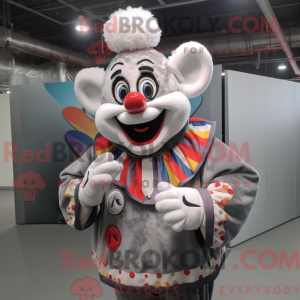 Grå klovne maskot kostume...