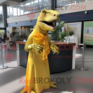 Gul Allosaurus maskot...
