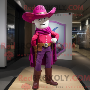 Magenta Cowboy Maskottchen...