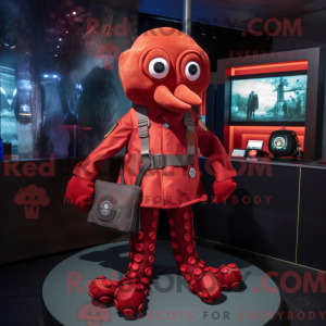 Red Octopus mascot costume...