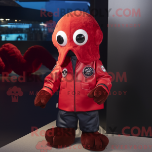 Red Octopus mascot costume...