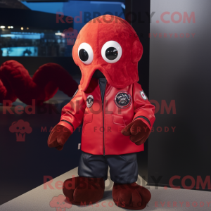 Red Octopus maskot kostume...