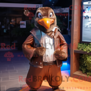 Brun Penguin maskot kostume...