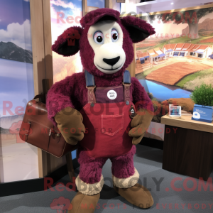 Maroon Ram maskot kostume...