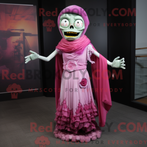Pink Undead maskot kostume...