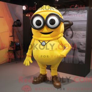 Gul Cyclops maskot kostume...
