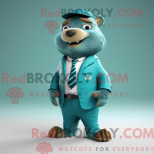 Teal Marmot mascot costume...
