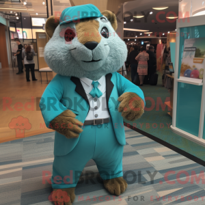 Teal Marmot mascot costume...