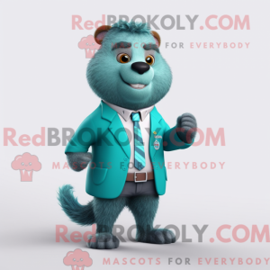 Teal Marmot mascot costume...