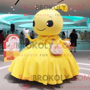 Gul hvalmaskotkostyme kledd...