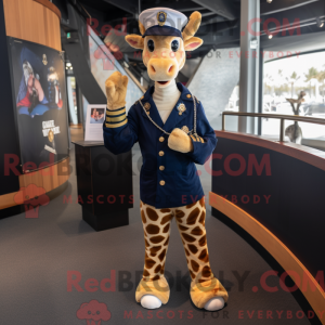 Navy Giraffe maskot kostume...