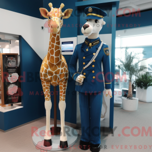 Navy Giraffe mascot costume...