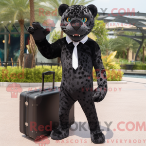 Sort leopard maskot kostume...