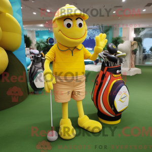 Gul Golf Bag maskot kostyme...