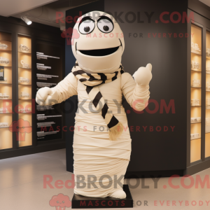 Cream Mummy mascot costume...