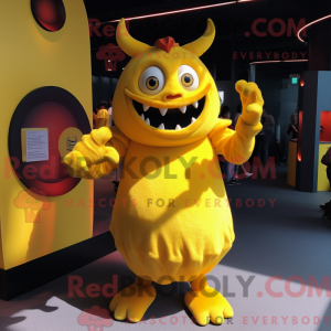 Yellow Devil maskot kostume...