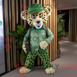 Grøn Leopard maskot kostume...