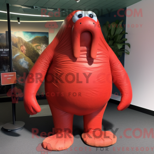 Red Walrus mascot costume...