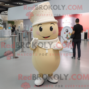 Beige Ice Cream Cone mascot...