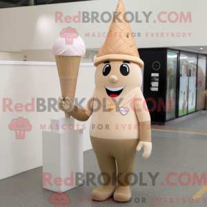Beige Ice Cream Cone maskot...