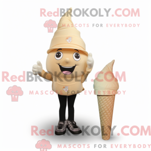 Beige Ice Cream Cone mascot...