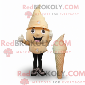 Beige Ice Cream Cone maskot...