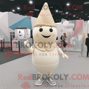 Beige Ice Cream Cone mascot...