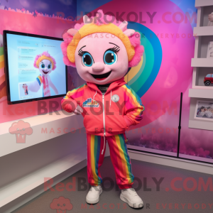 Pink Rainbow mascot costume...