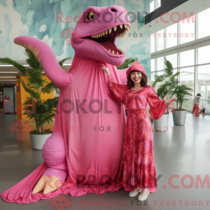 Pink T Rex mascot costume...