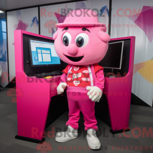 Pink Computer mascot...