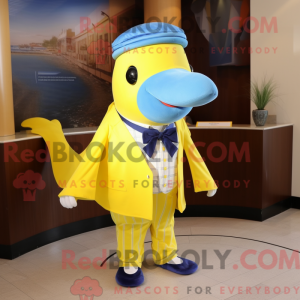 Yellow Blue Whale mascot...