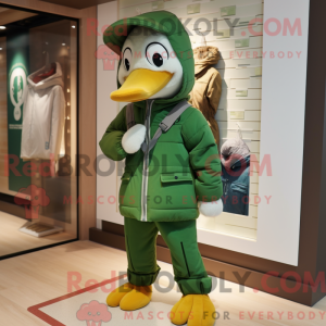 Green Swan mascot costume...