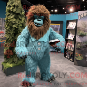Teal Sasquatch mascot...