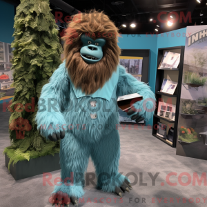 Teal Sasquatch maskot...