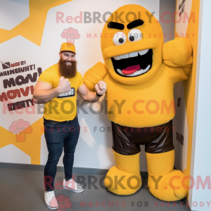 Yellow Strongman mascot...