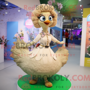 Beige Peacock maskot...