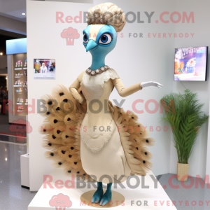 Beige Peacock maskot...