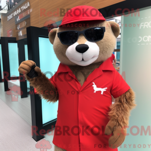 Red Otter maskot kostume...
