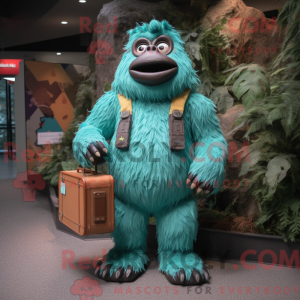 Turquoise Sasquatch mascot...