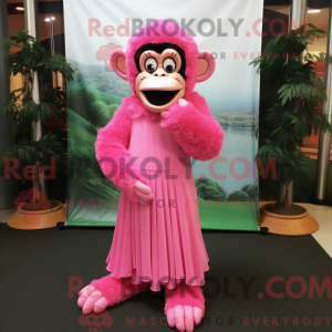 Rosa sjimpanse maskot drakt...