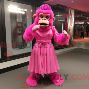 Rosa sjimpanse maskot drakt...