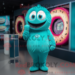 Turquoise Donut mascot...