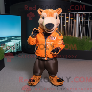 Orange Tapir mascot costume...