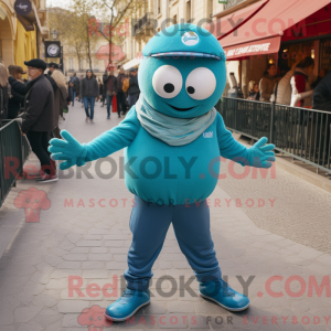 Teal Petanque Ball mascot...