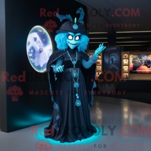 Cyan Witch mascot costume...