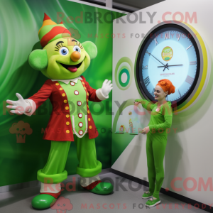 Green Clown mascot costume...