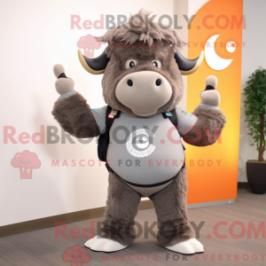 Grå bison maskot kostume...
