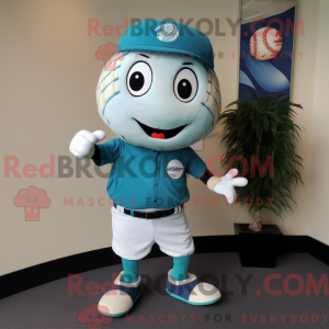 Teal Baseball Ball mascot...