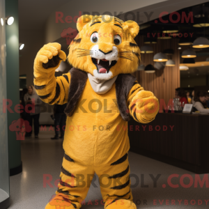 Gul sabeltand tiger maskot...
