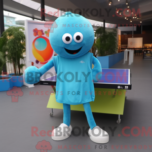Cyan Ping Pong Table maskot...